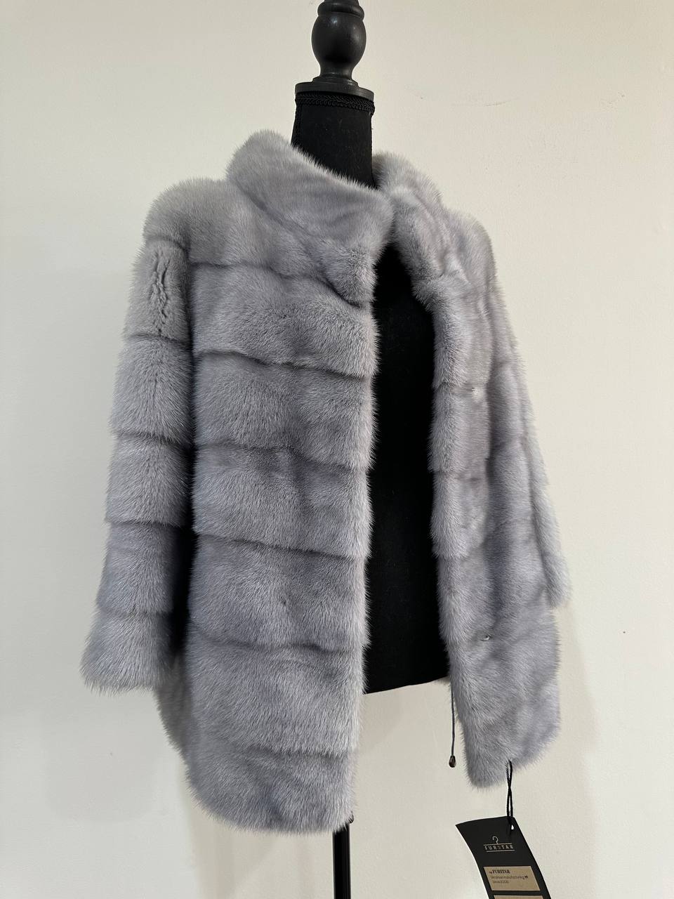 GENUINE MINK NEW REAL FUR coat Jacket GREY color SUPER size S women 1201102