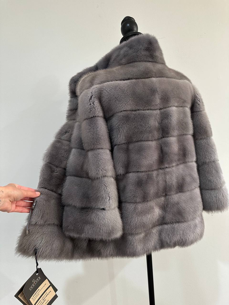 New Genuine REAL FUR 100% MINK coat Jacket GREY SIZE XS women 1201019 FURSTAR