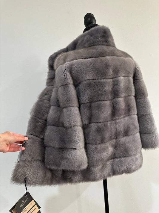 New Genuine REAL FUR 100% MINK coat Jacket  GREY SIZE XS women 1201019 FURSTAR