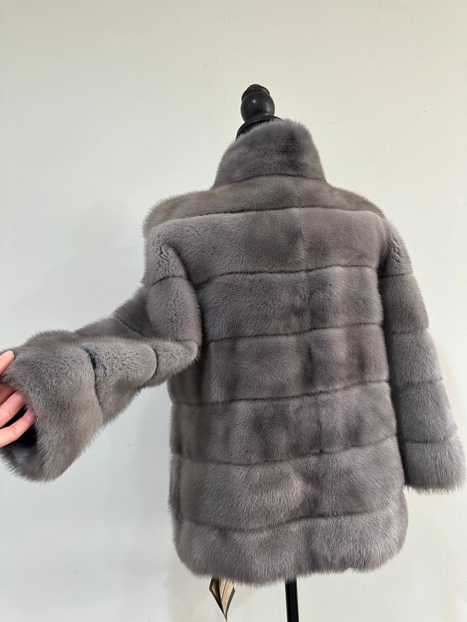 New Genuine REAL FUR 100% MINK coat Jacket GREY SIZE XS women 1201019 FURSTAR
