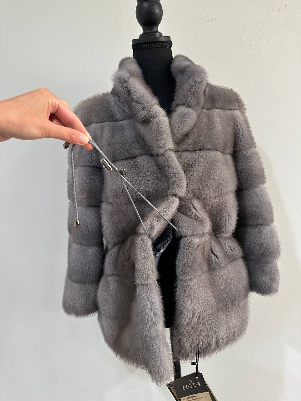 New Genuine REAL FUR 100% MINK coat Jacket GREY SIZE XS women 1201019 FURSTAR
