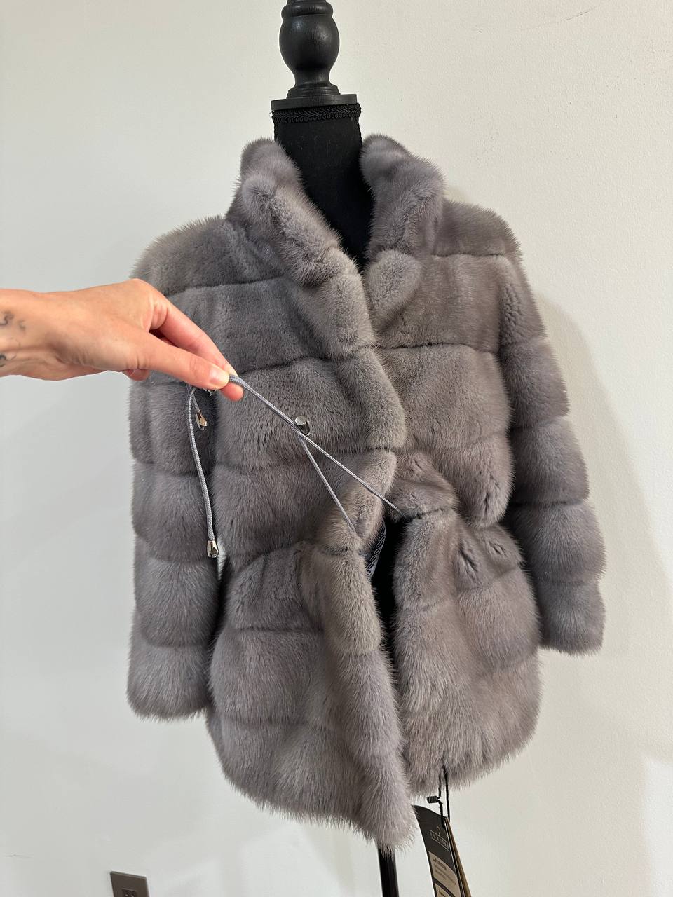 New Genuine REAL FUR 100% MINK coat Jacket GREY SIZE XS women 1201019 FURSTAR