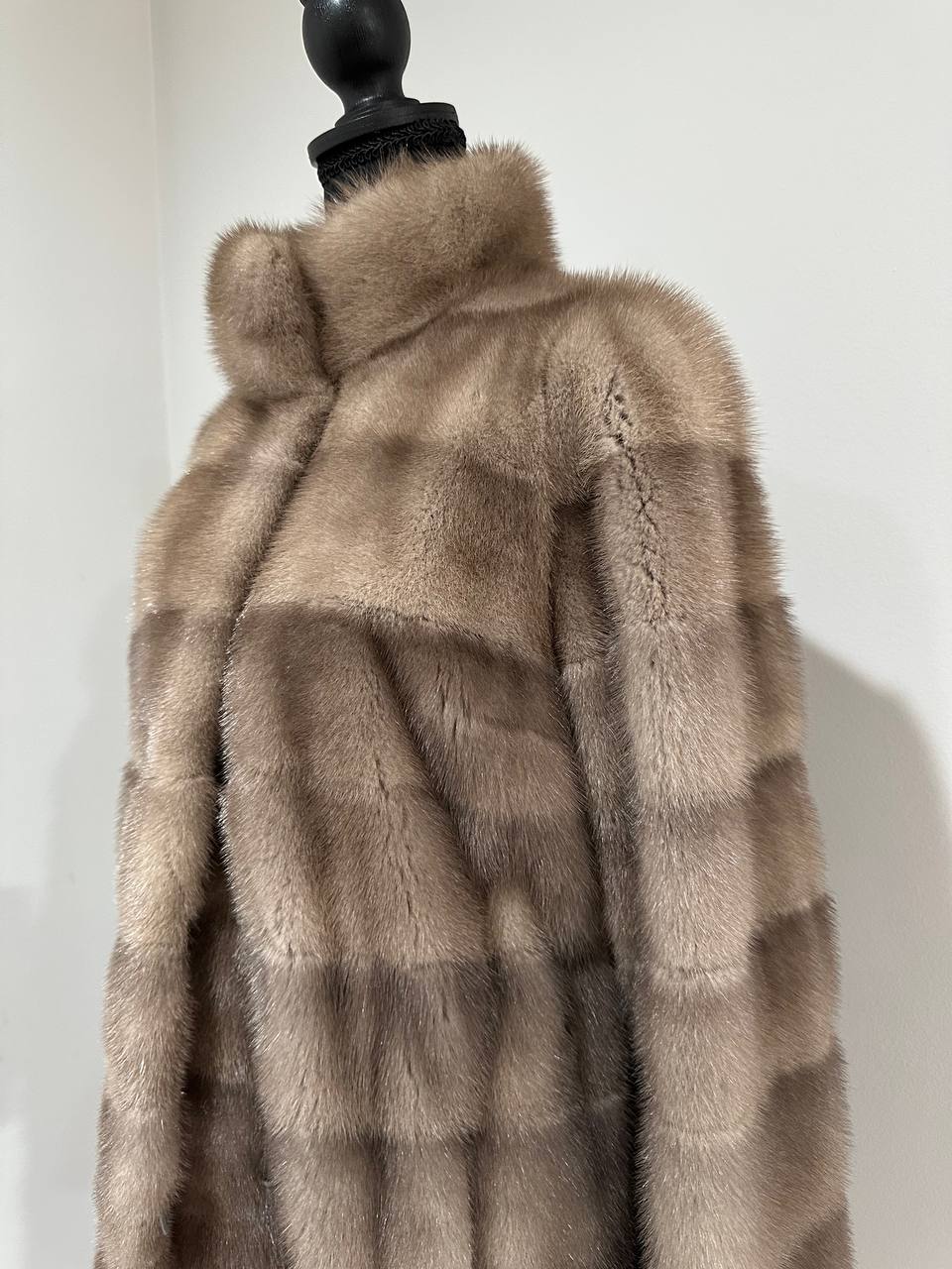 New LONG coat JACKET size M REAL FULL SKIN FUR MINK 1201059 HORIZONTAL