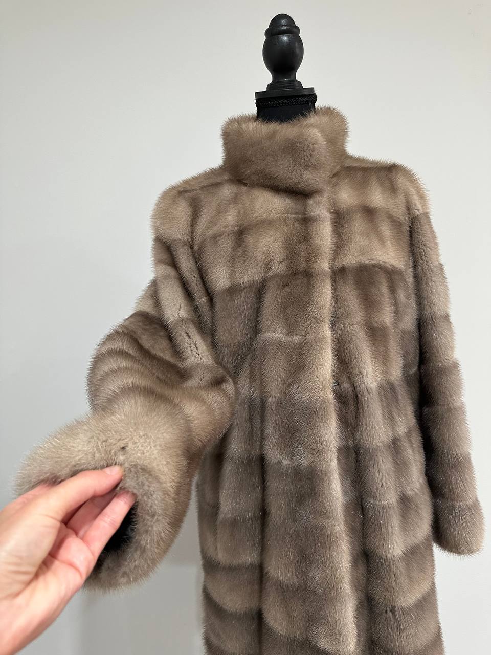 New LONG coat JACKET size M REAL FULL SKIN FUR MINK 1201059 HORIZONTAL