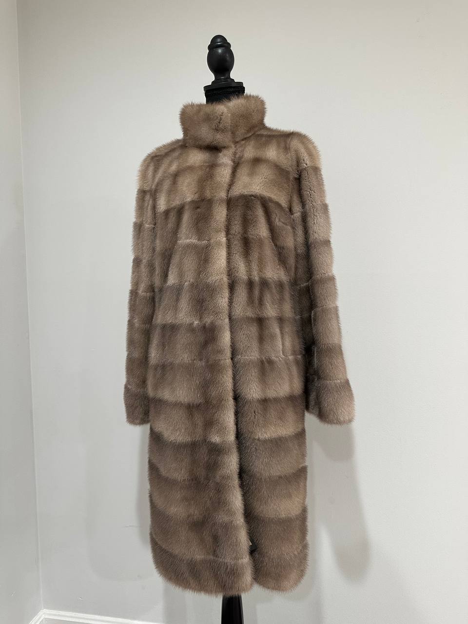New LONG coat JACKET size M REAL FULL SKIN FUR MINK 1201059 HORIZONTAL