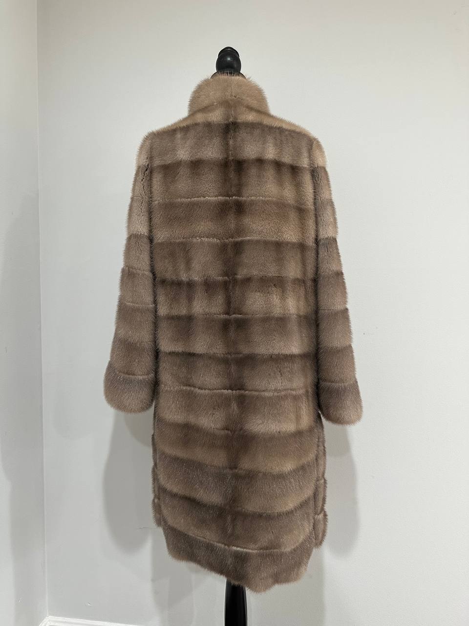 New LONG coat JACKET size M REAL FULL SKIN FUR MINK 1201059 HORIZONTAL