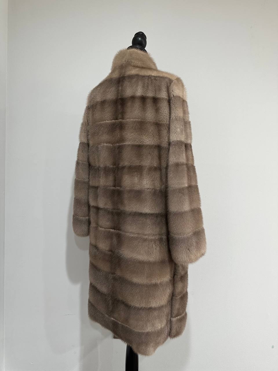 New LONG coat JACKET size M REAL FULL SKIN FUR MINK 1201059 HORIZONTAL