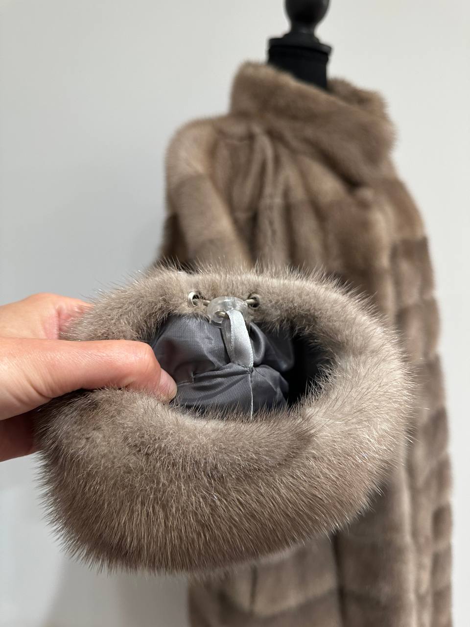 New LONG coat JACKET size M REAL FULL SKIN FUR MINK 1201059 HORIZONTAL