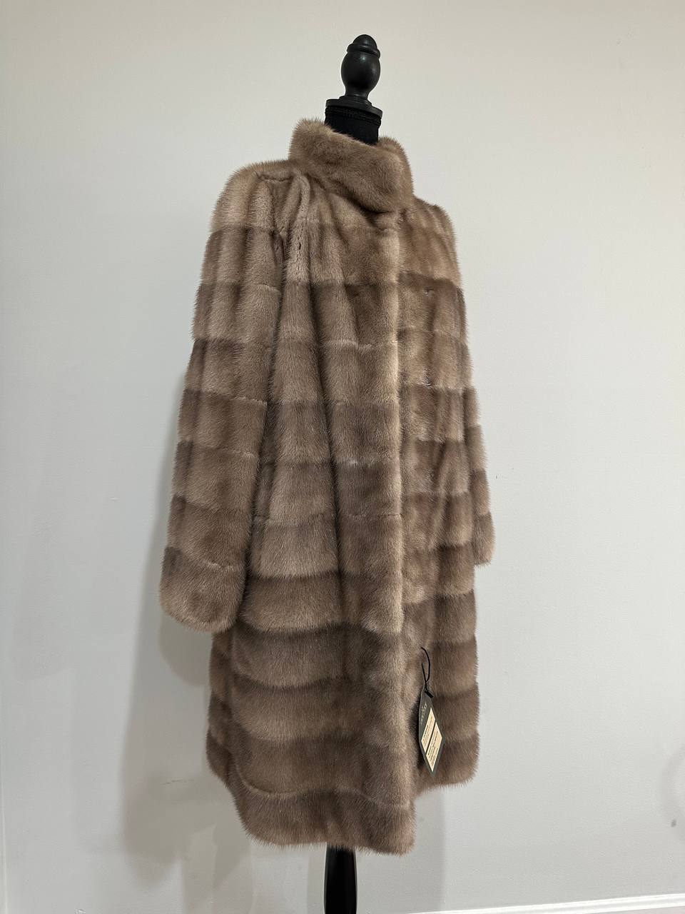 New LONG coat JACKET size M REAL FULL SKIN FUR MINK 1201059 HORIZONTAL