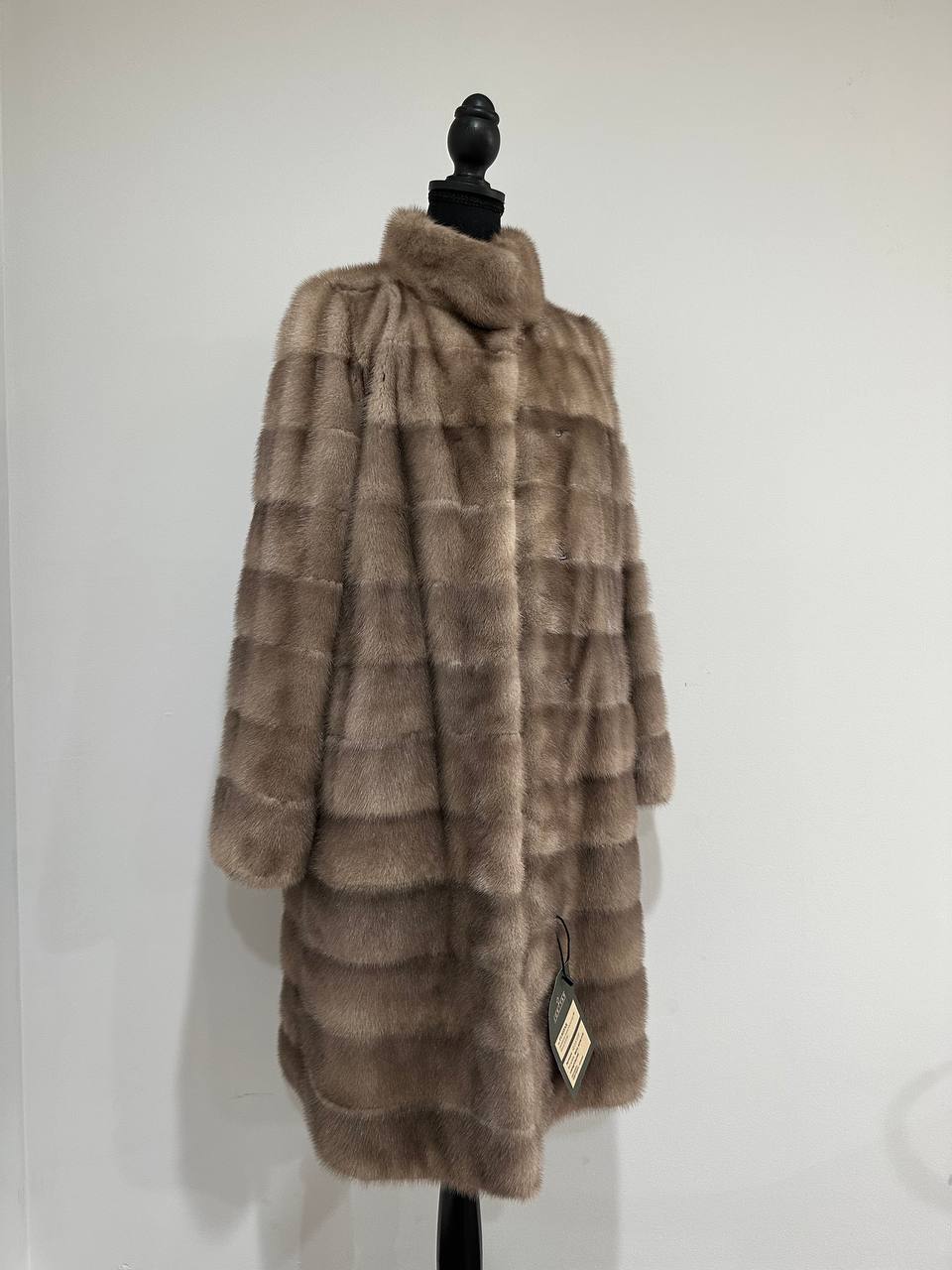 New LONG coat JACKET size M REAL FULL SKIN FUR MINK 1201059 HORIZONTAL
