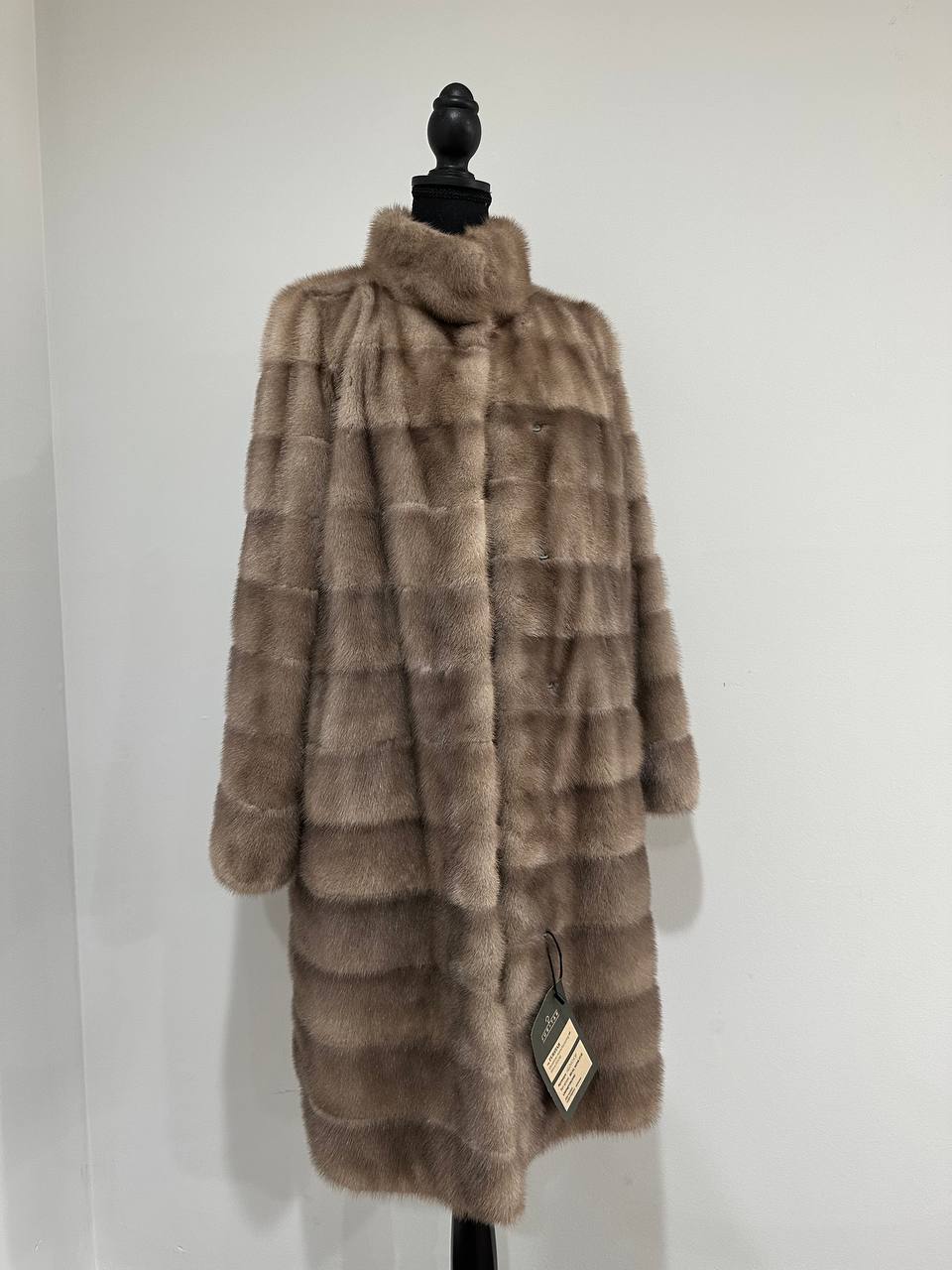 New LONG coat JACKET size M REAL FULL SKIN FUR MINK 1201059 HORIZONTAL