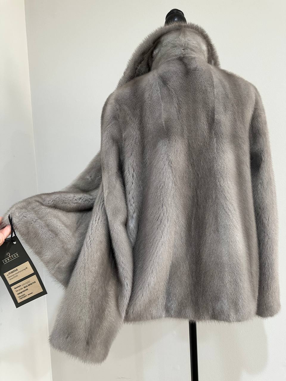 WOMEN New MINK FUR SHORT coat JACKET size M REAL FULL SKIN 1201120 GREY