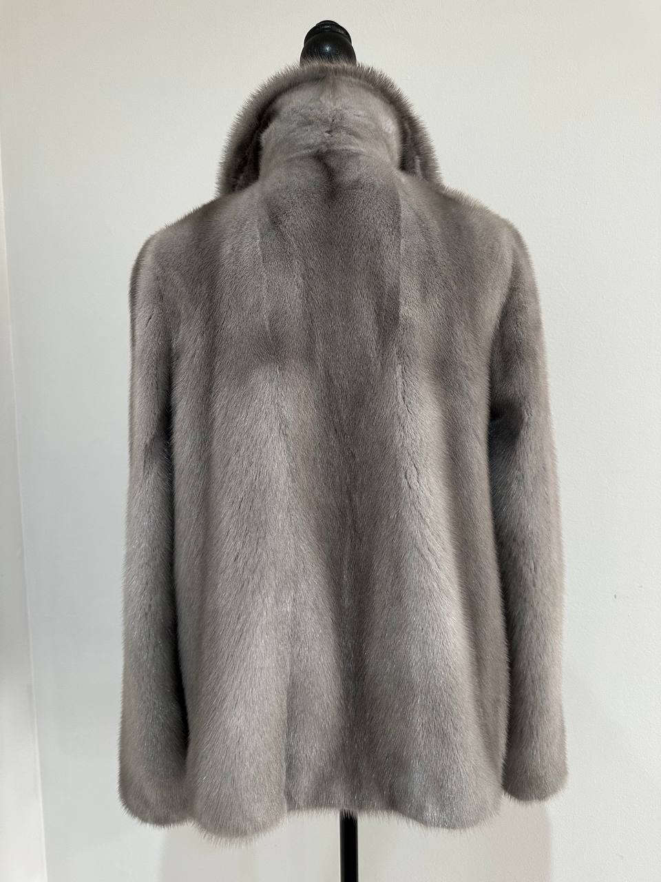 WOMEN New MINK FUR SHORT coat JACKET size M REAL FULL SKIN 1201120 GREY