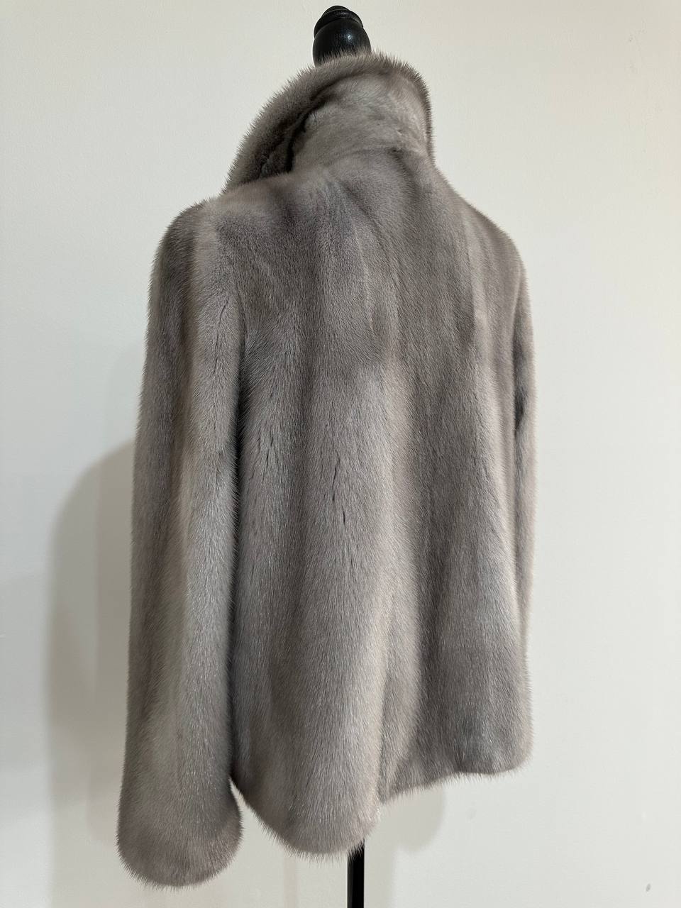 WOMEN New MINK FUR SHORT coat JACKET size M REAL FULL SKIN 1201120 GREY