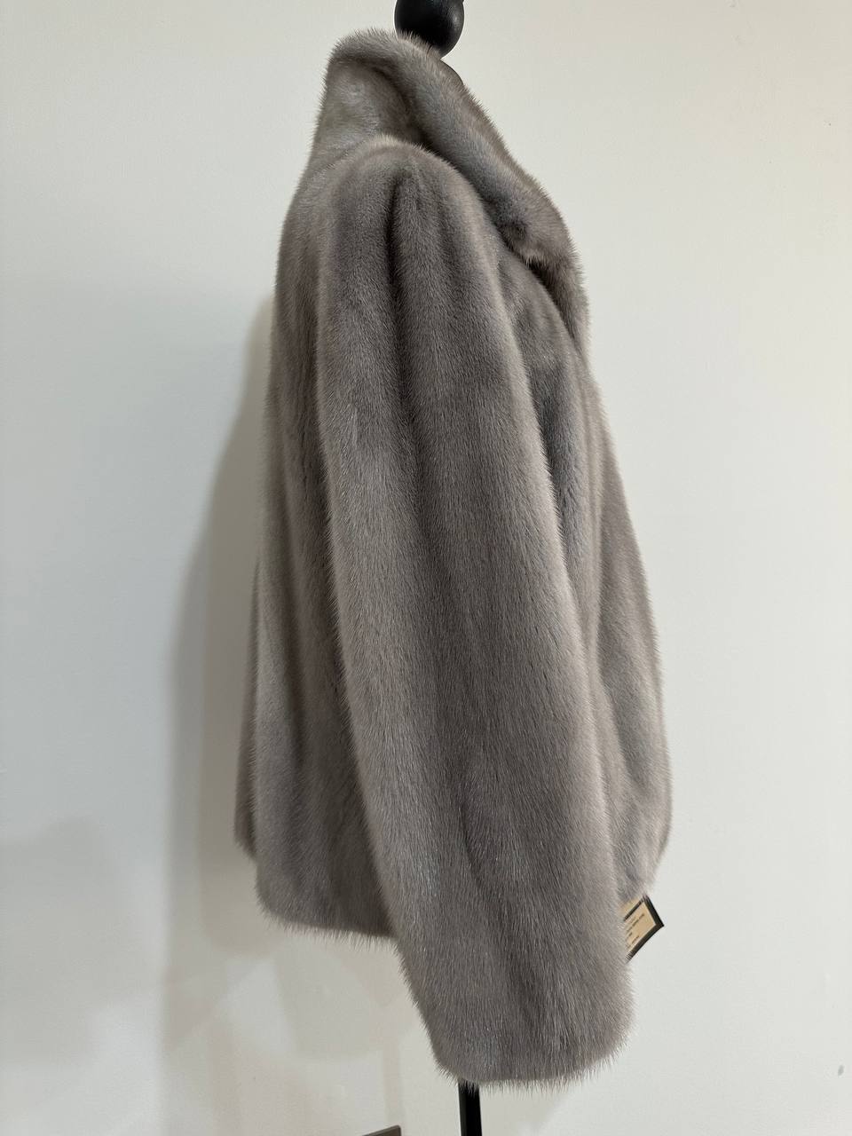 WOMEN New MINK FUR SHORT coat JACKET size M REAL FULL SKIN 1201120 GREY