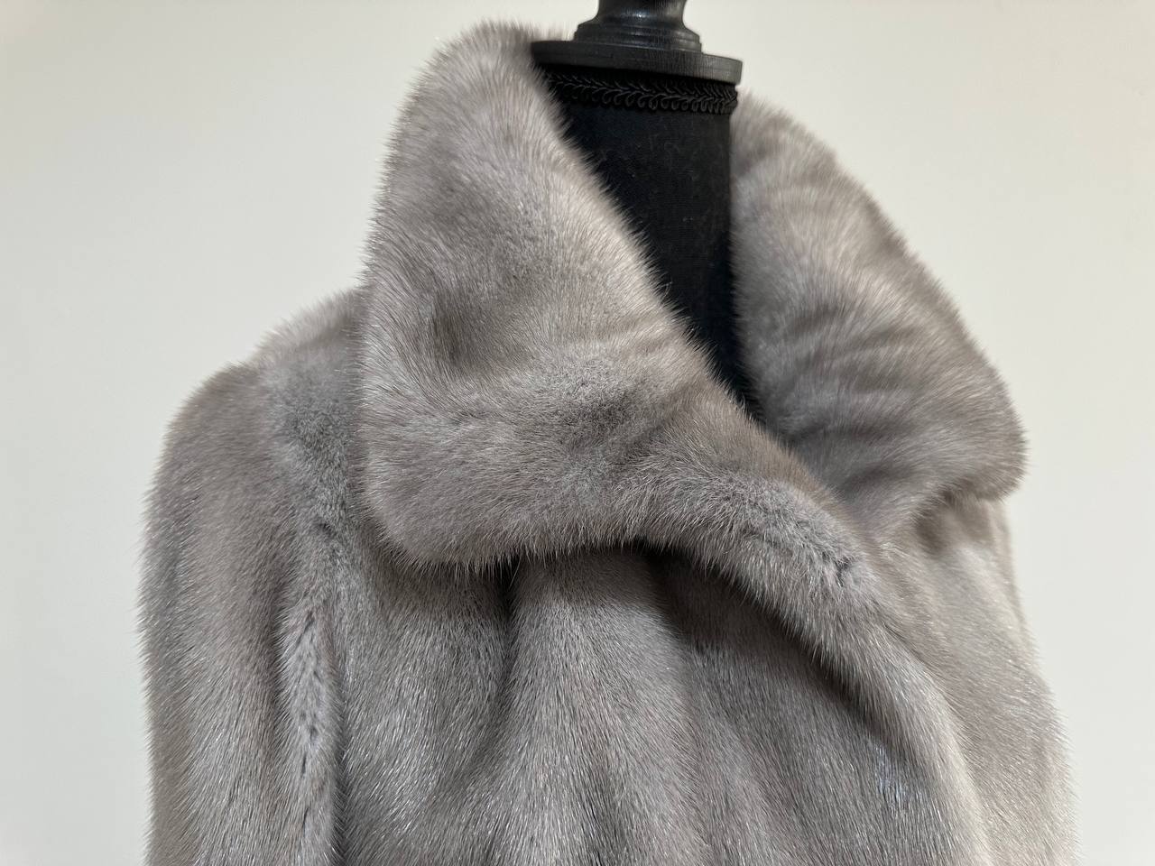 WOMEN New MINK FUR SHORT coat JACKET size M REAL FULL SKIN 1201120 GREY