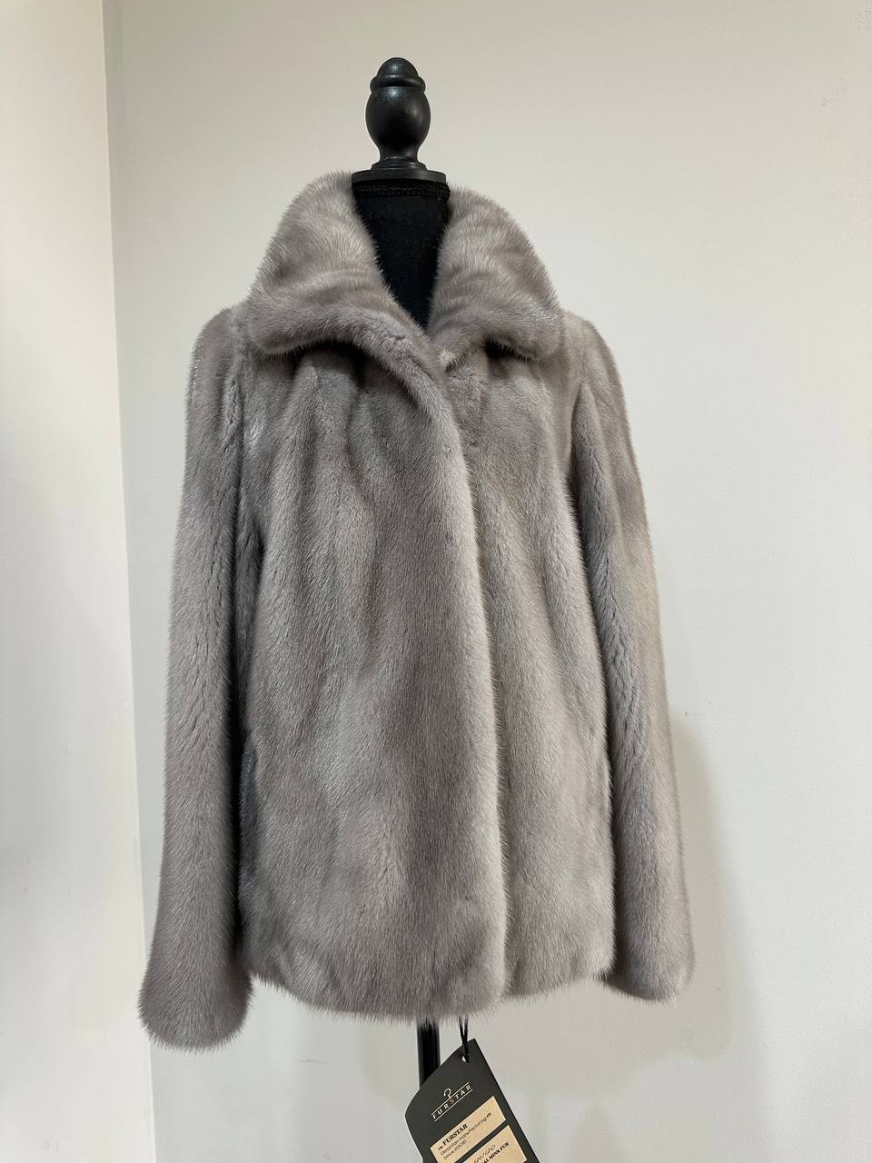 WOMEN New MINK FUR SHORT coat JACKET size M REAL FULL SKIN 1201120 GREY