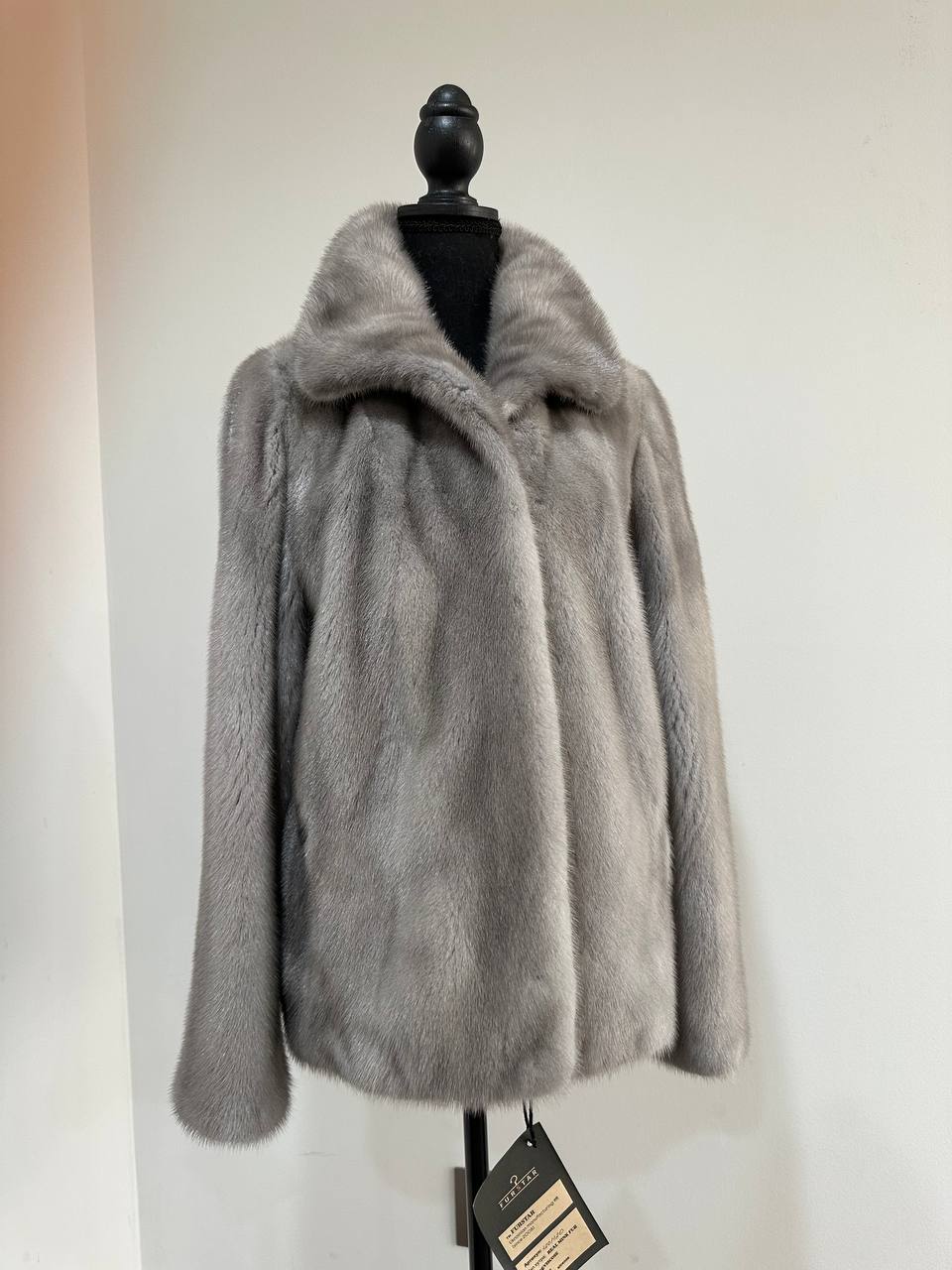 WOMEN New MINK FUR SHORT coat JACKET size M REAL FULL SKIN 1201120 GREY