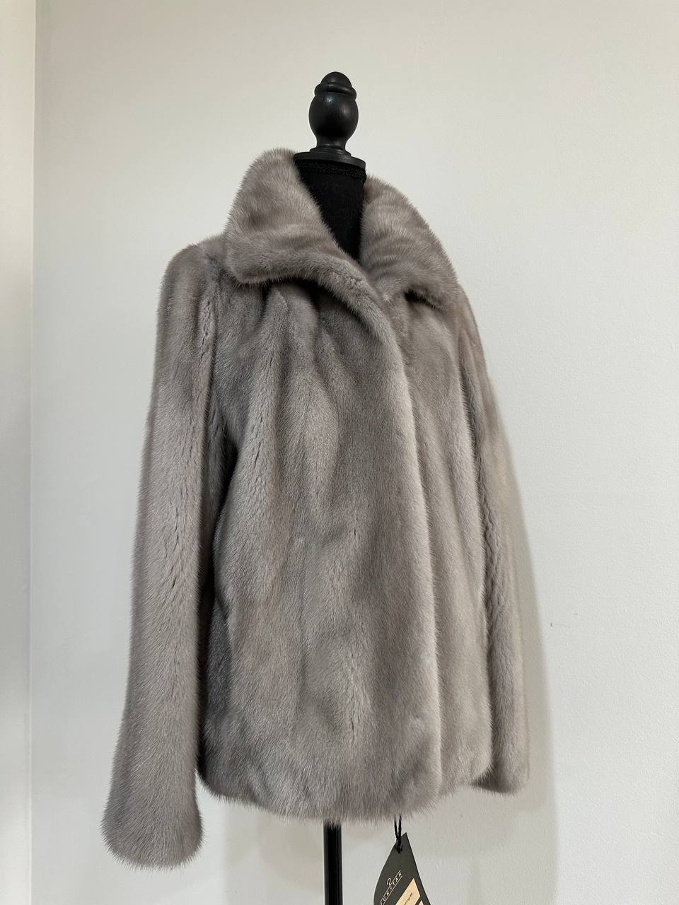 WOMEN New MINK FUR SHORT coat JACKET size M REAL FULL SKIN 1201120 GREY