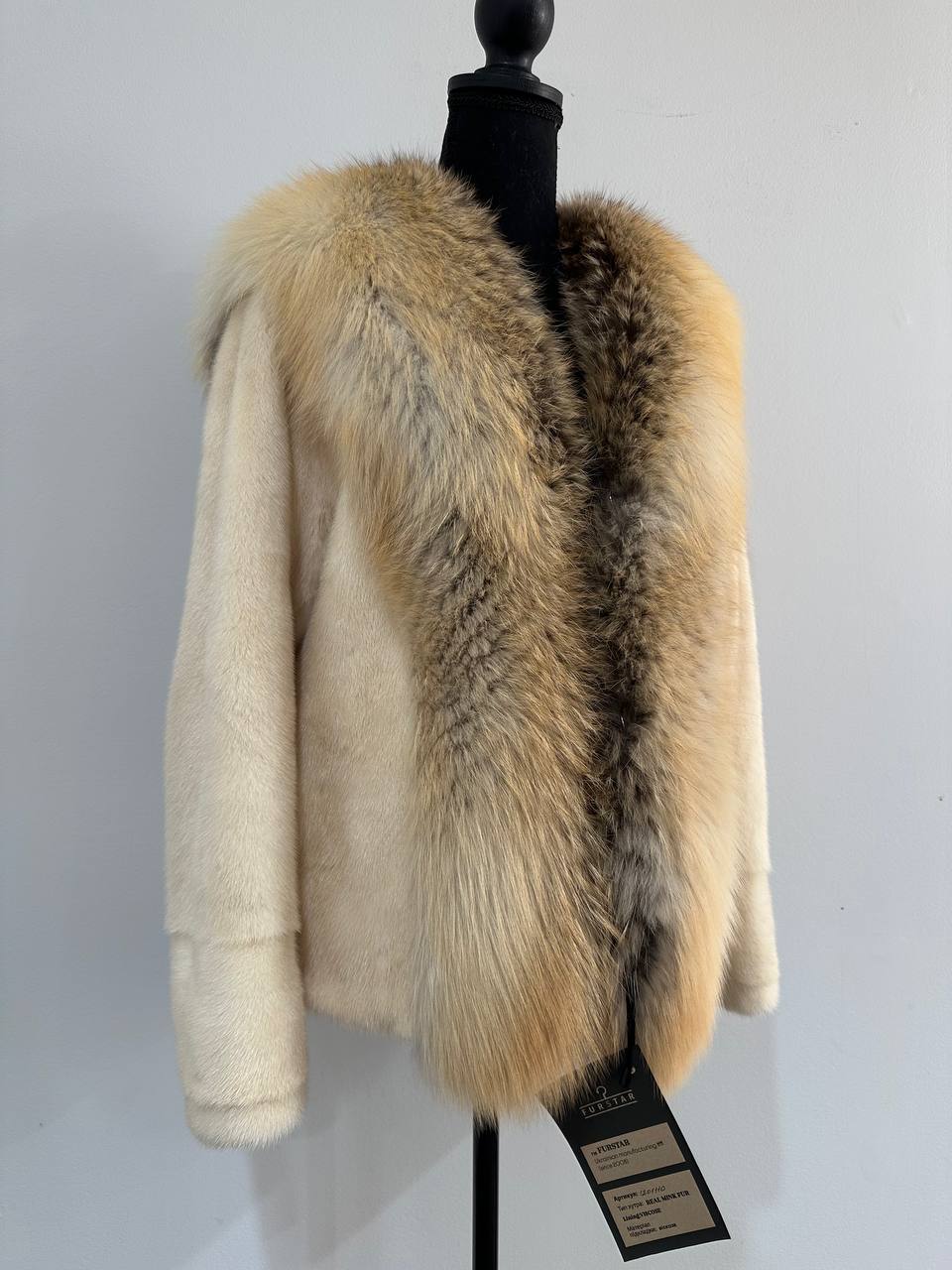 Luxury Womens Real 100% Mink FUR CREAM FOX genuine coat 1201110 size S NEW JACKET