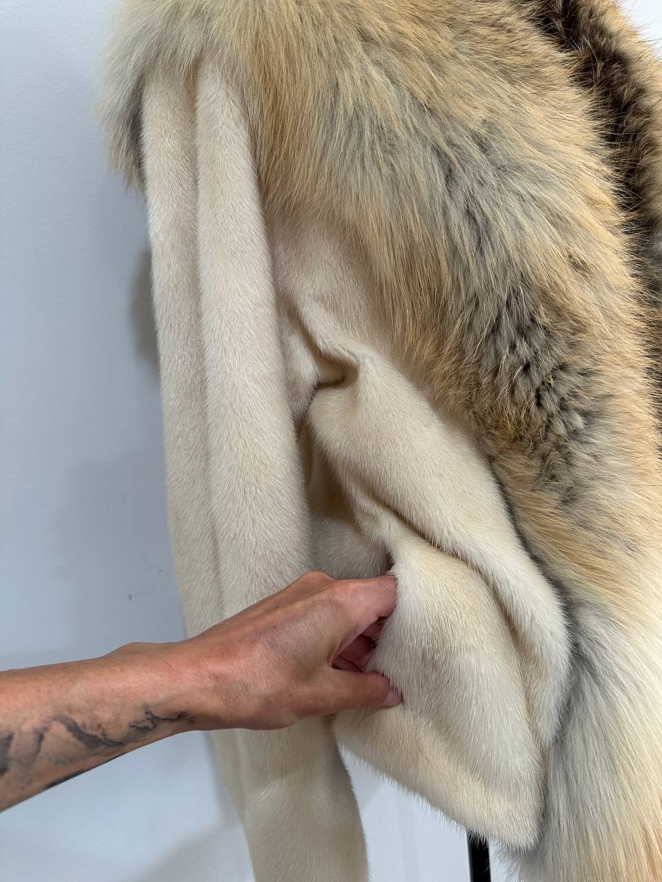 Luxury Womens Real 100% Mink FUR CREAM FOX genuine coat 1201110 size S NEW JACKET