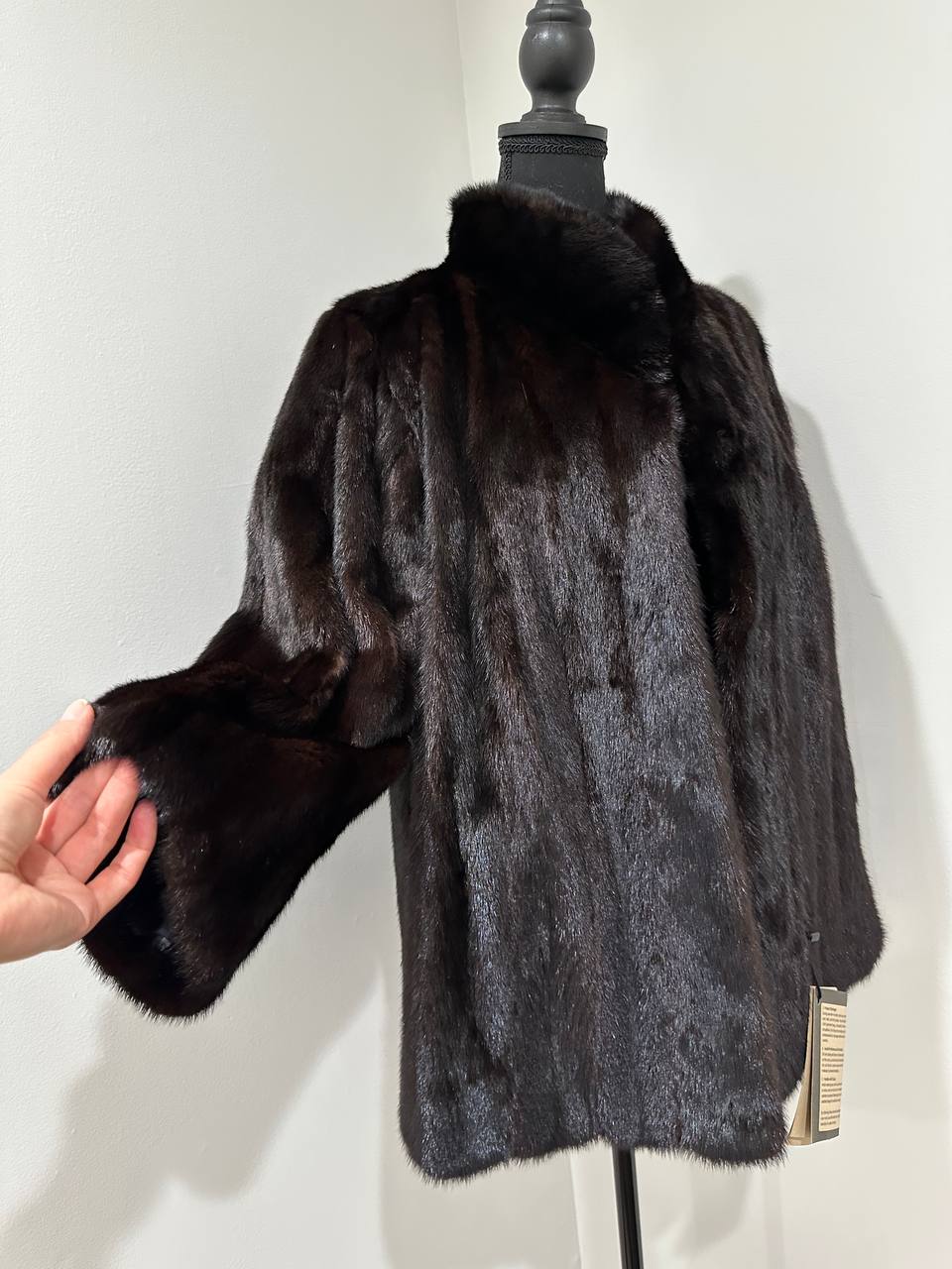 Luxury Womens Real Mink Fur jacket coat 1109778 BLACK genuine fur size L NEW