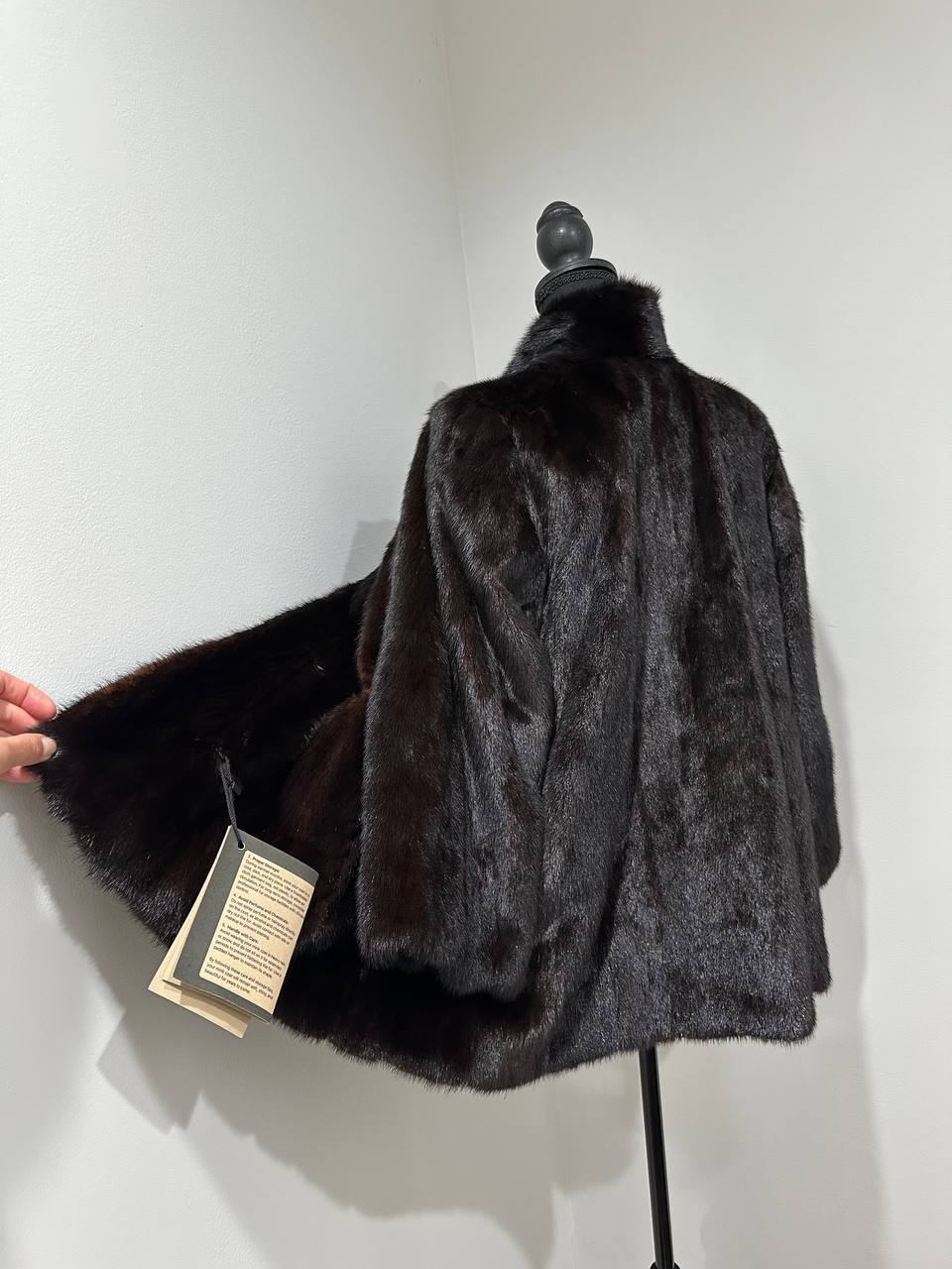 Luxury Womens Real Mink Fur jacket coat 1109778 BLACK genuine fur size L NEW