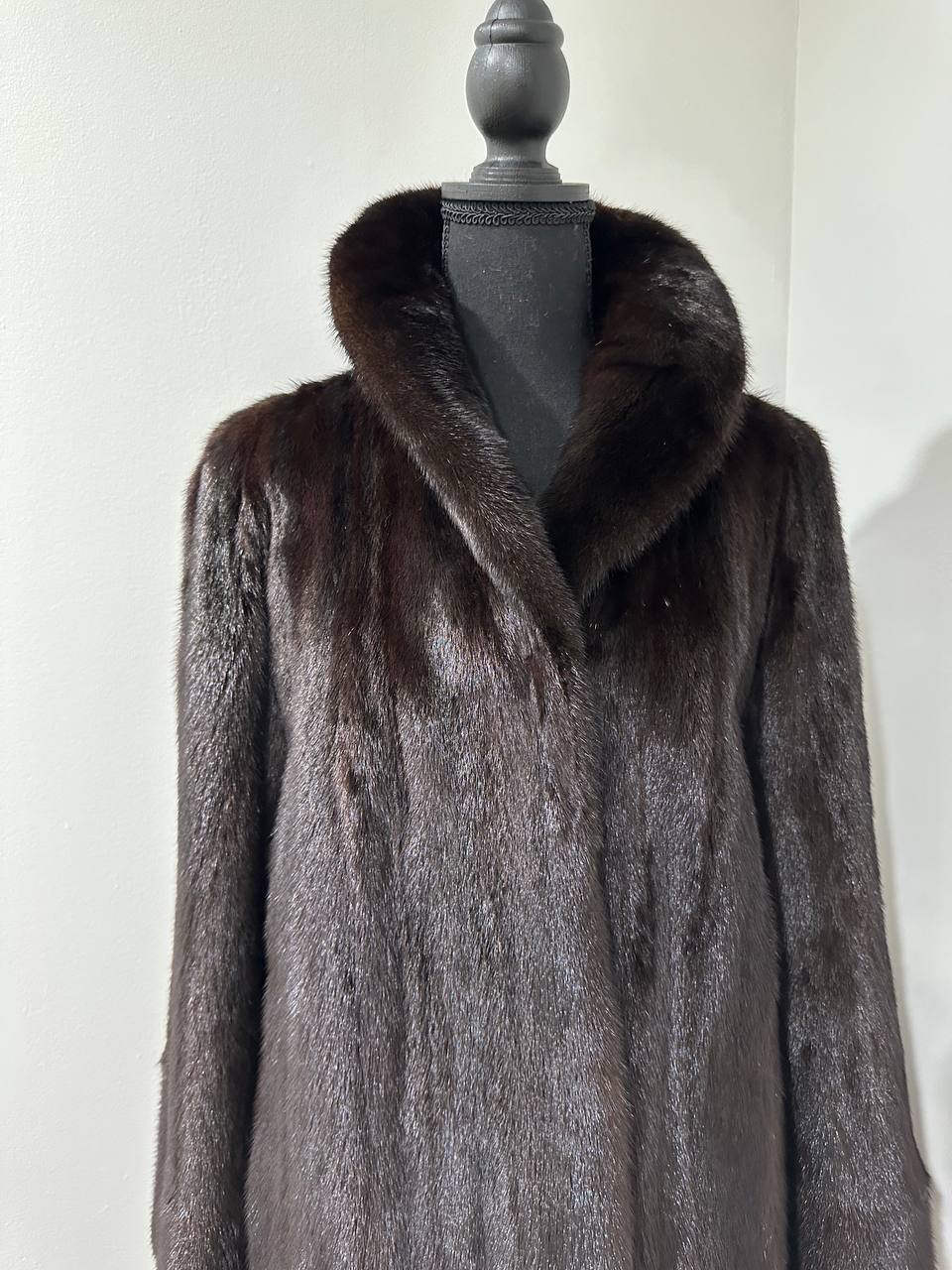 REAL 100% Genuine Mink FUR coat DEEP brown color size M NEW 1109891 WOMEN