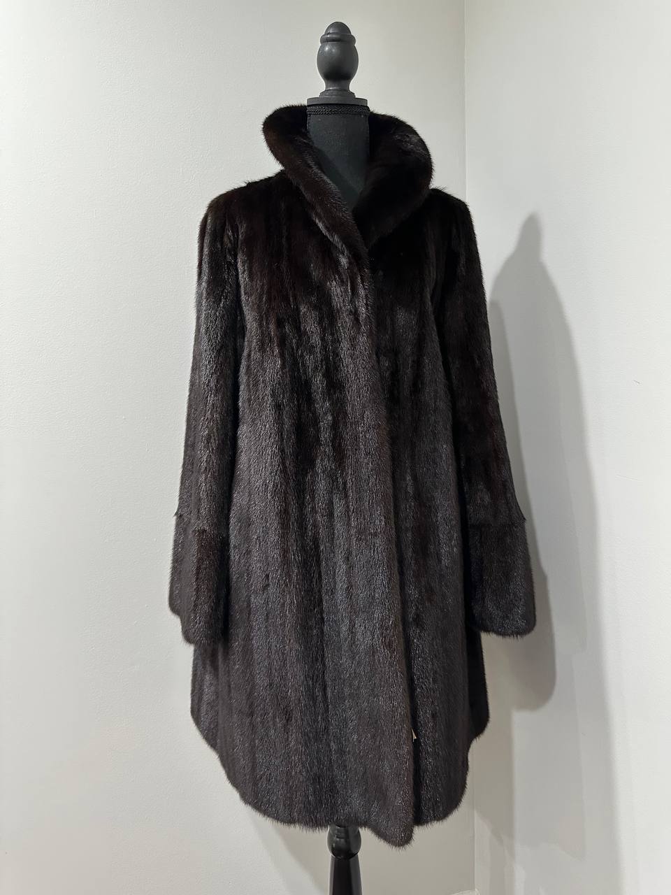 REAL 100% Genuine Mink FUR coat DEEP brown color size M NEW 1109891 WOMEN