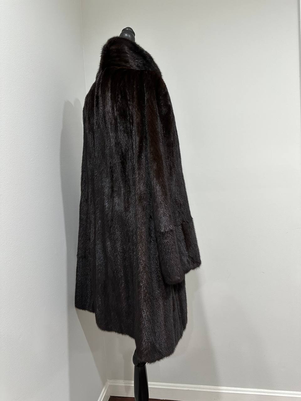 REAL 100% Genuine Mink FUR coat DEEP brown color size M NEW 1109891 WOMEN