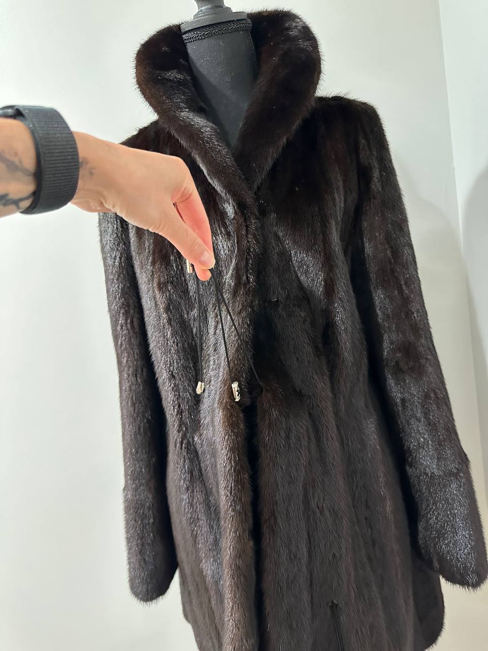 REAL 100% Genuine Mink FUR coat DEEP brown color size M NEW 1109891 WOMEN