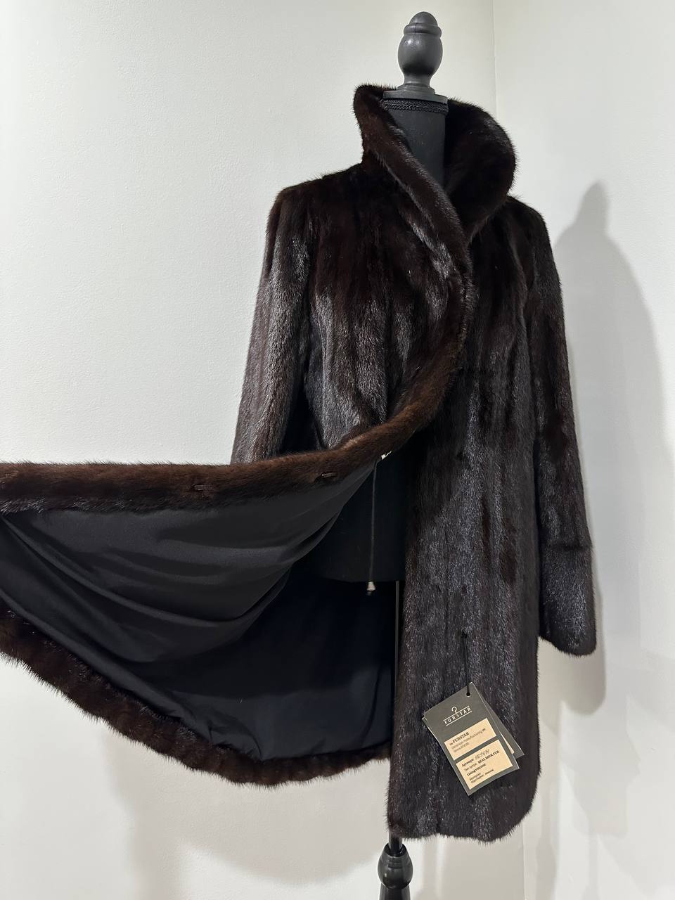 REAL 100% Genuine Mink FUR coat DEEP brown color size M NEW 1109891 WOMEN