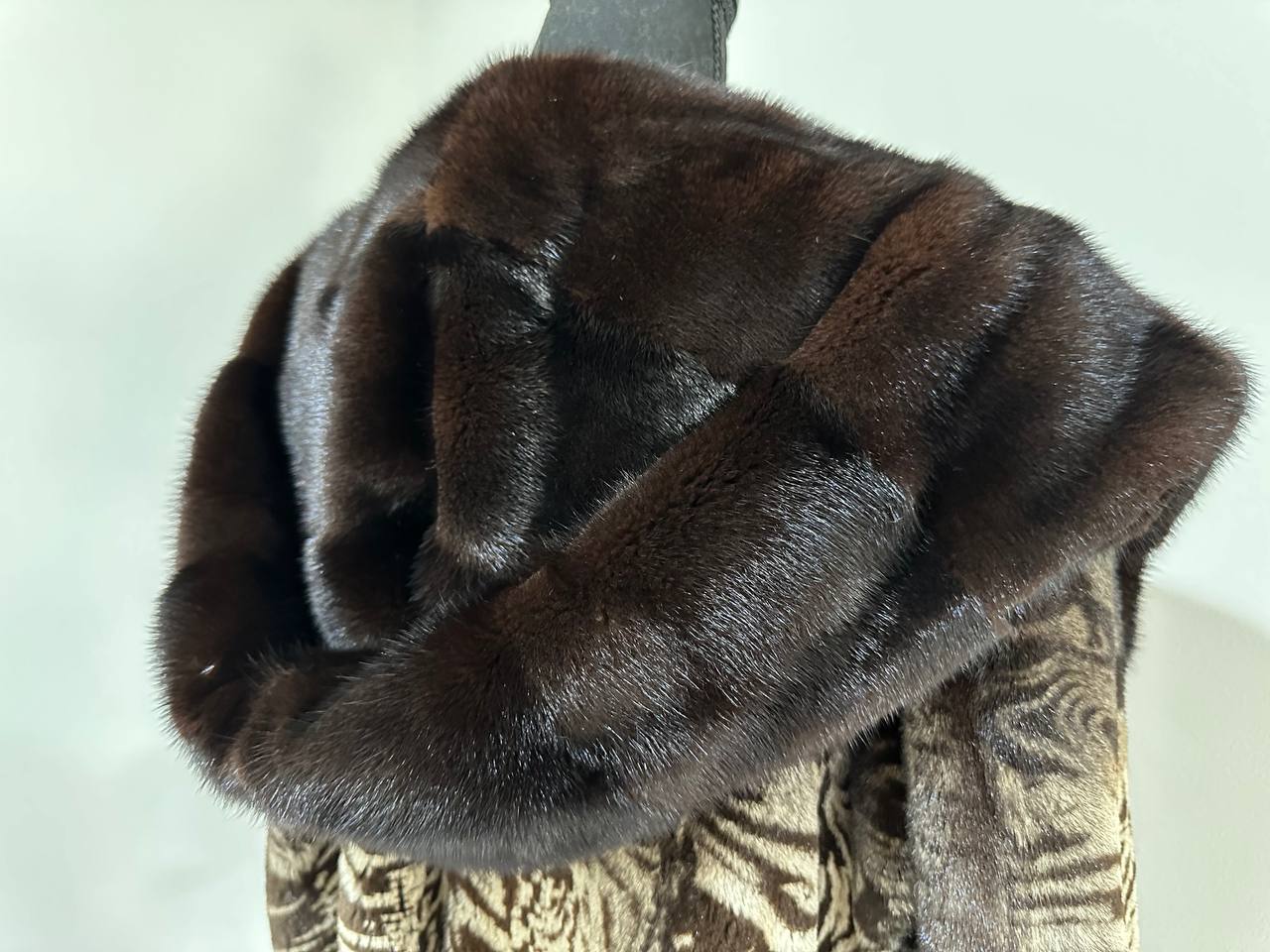 New women Real Natural Luxurious Sheared Mink Fur Coat with Hood 1201087 size M belt