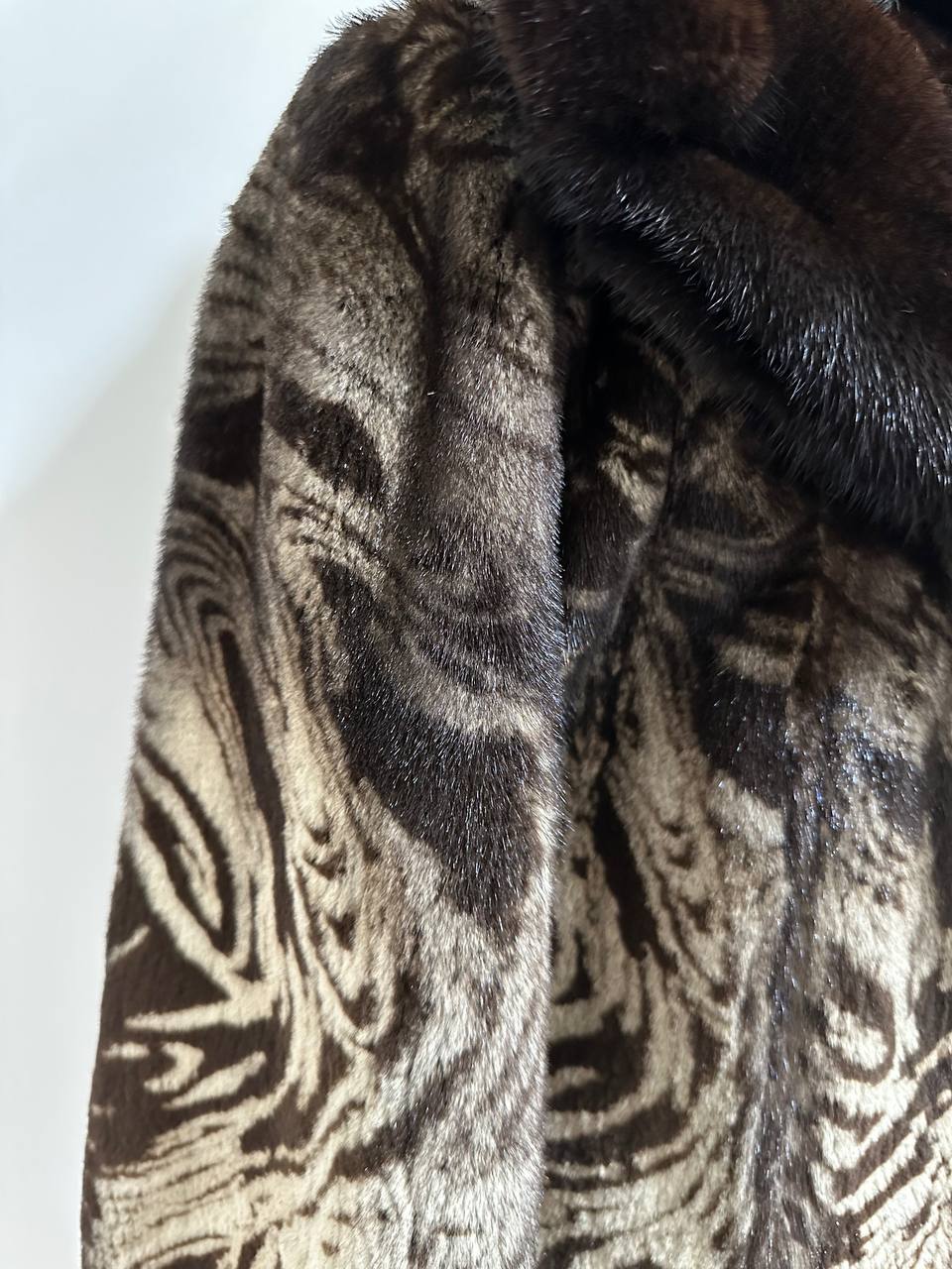 New women Real Natural Luxurious Sheared Mink Fur Coat with Hood 1201087 size M belt