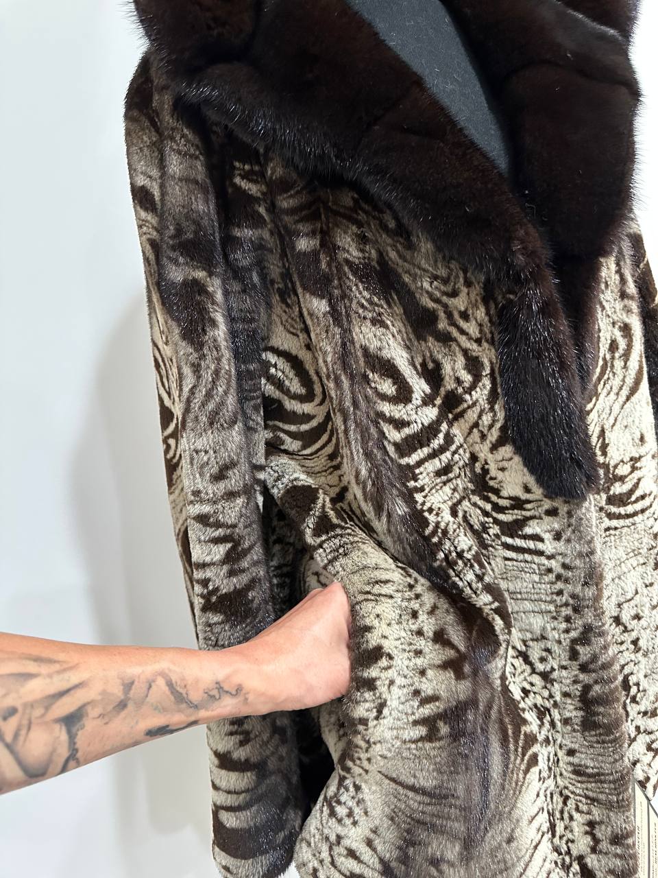 New women Real Natural Luxurious Sheared Mink Fur Coat with Hood 1201087 size M belt