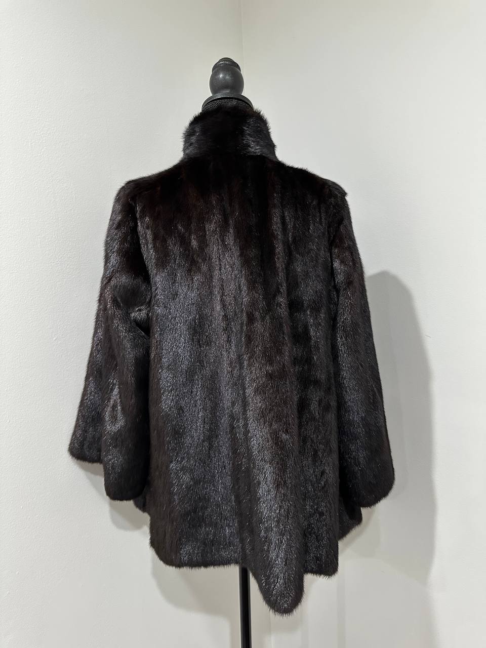 Luxury Womens Real Mink Fur jacket coat 1109778 BLACK genuine fur size L NEW