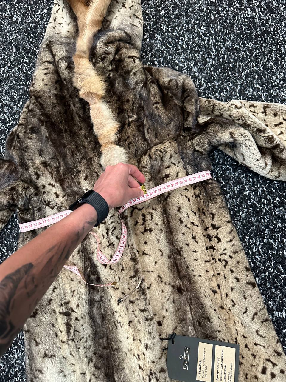 NEW Sheared Mink Jacket – Lynx Print – Red Fox Hooded– FURSTAR 1201138 S size