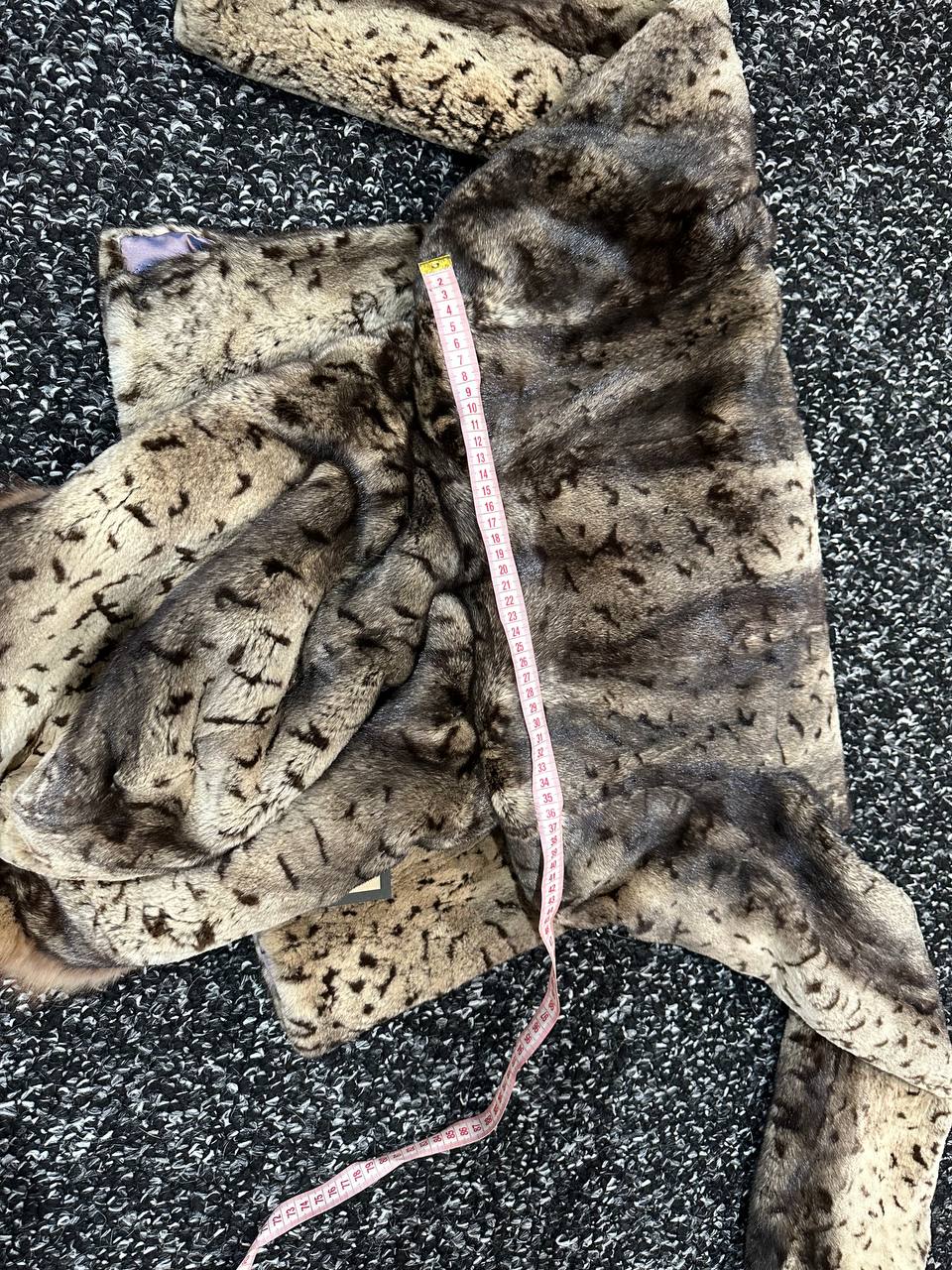 NEW Sheared Mink Jacket – Lynx Print – Red Fox Hooded– FURSTAR 1201138 S size