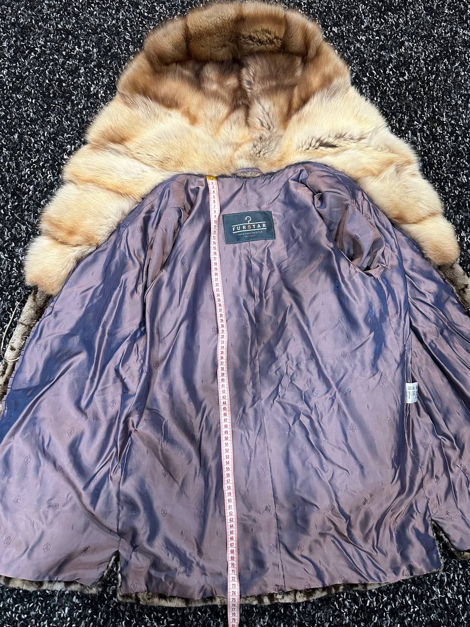 NEW Sheared Mink Jacket – Lynx Print – Red Fox Hooded– FURSTAR 1201138 S size