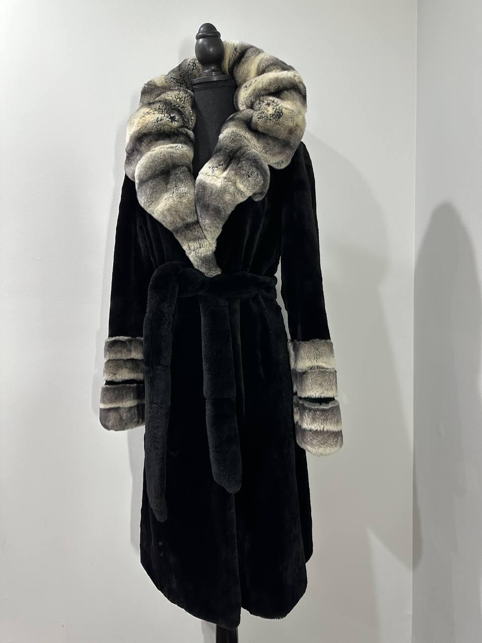 NEW Rex Rabbit Fur Collar Jacket β 1201137 Chinchilla REX size M with Golden Gradient