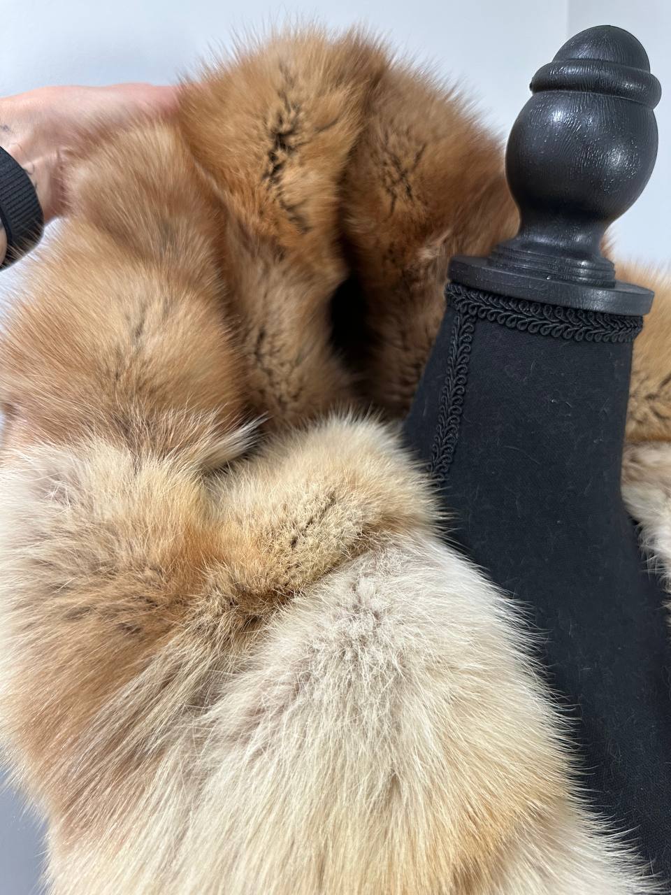 NEW Sheared Mink Jacket – Lynx Print – Red Fox Hooded– FURSTAR 1201138 S size