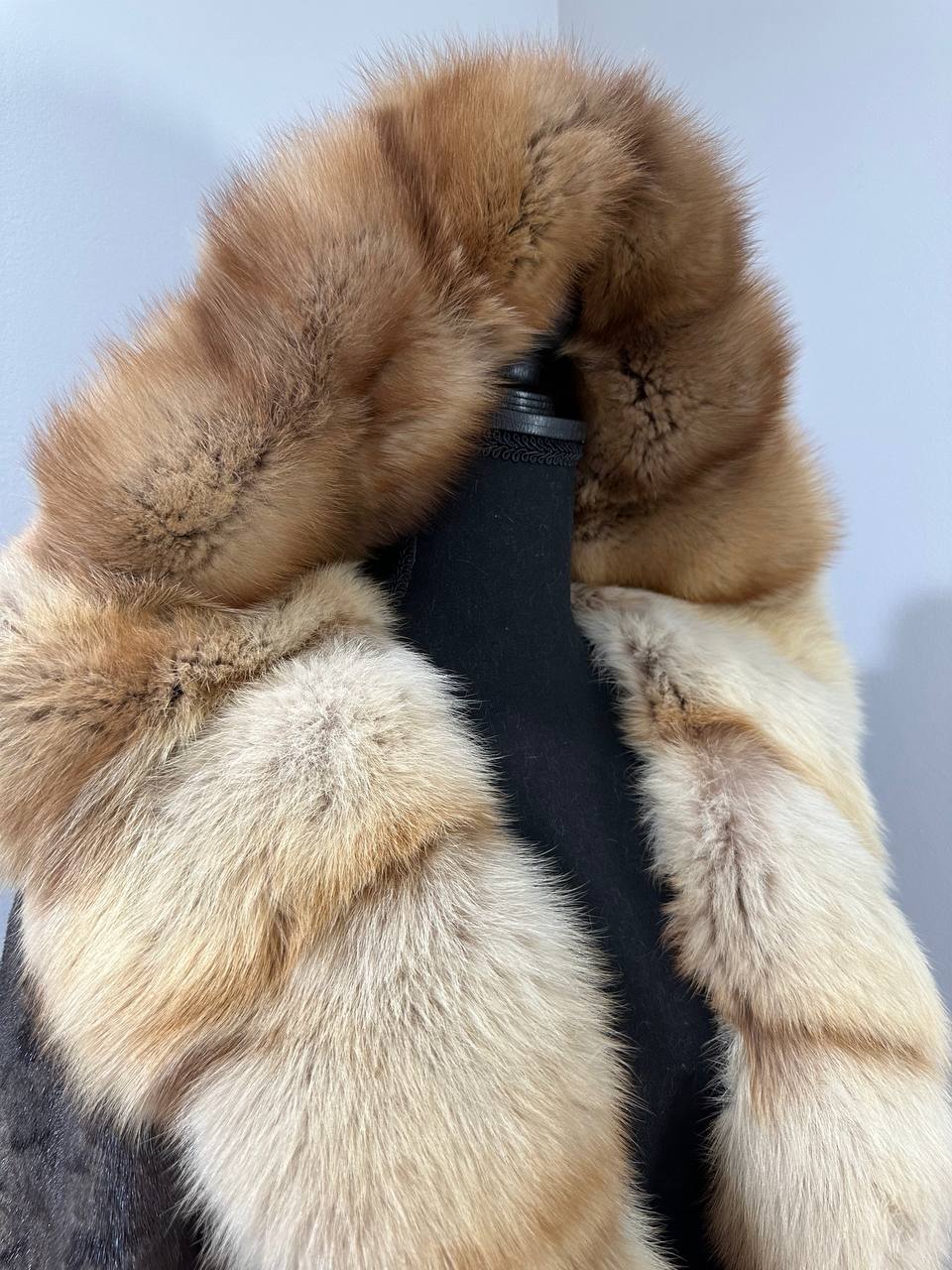 NEW Sheared Mink Jacket – Lynx Print – Red Fox Hooded– FURSTAR 1201138 S size