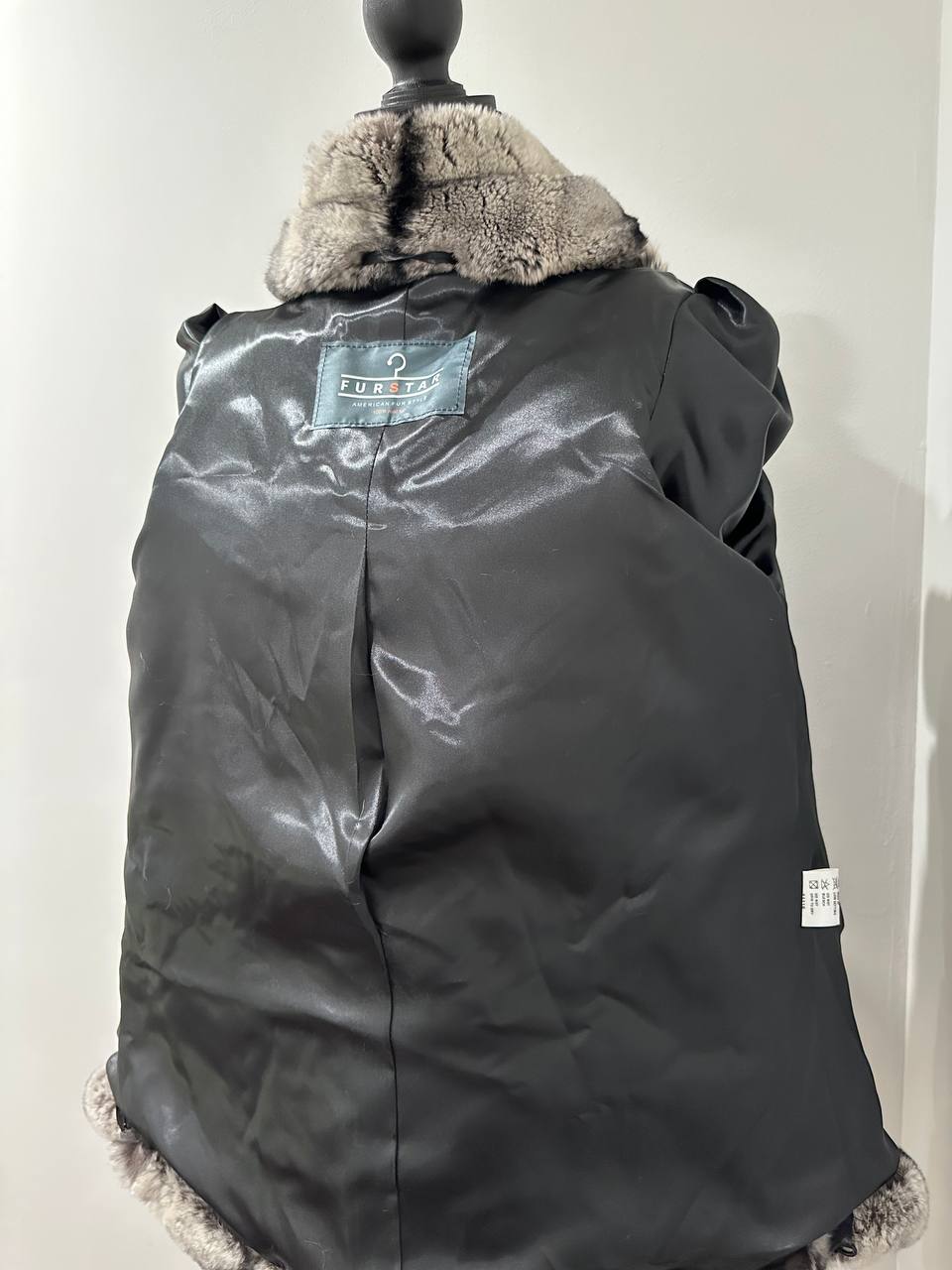 NEW Chinchilla Look Rex Rabbit Fur Jacket – Soft Luxury Coat – Size M 1201139