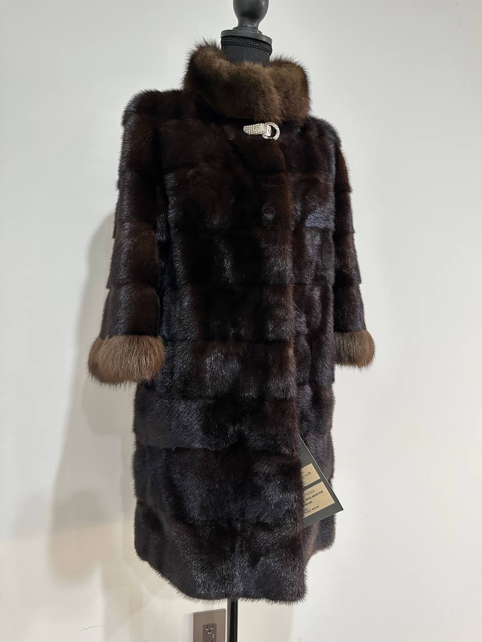 NEW REAL MINK SABLE FUR coat JACKET XS SIZE BROWN FULL SKIN 1201062 HORIZONTAL
