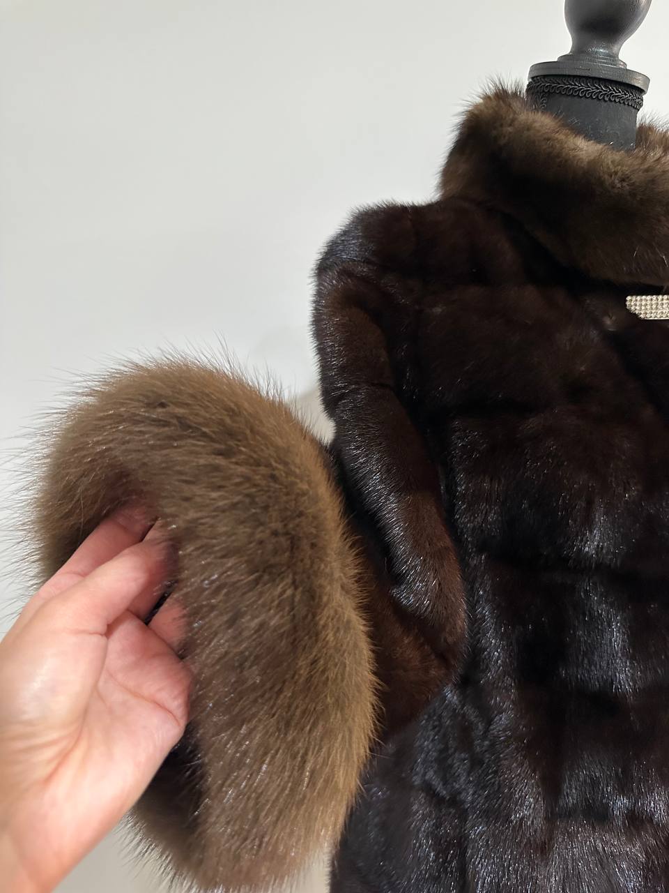 NEW REAL MINK SABLE FUR coat JACKET XS SIZE BROWN FULL SKIN 1201062 HORIZONTAL