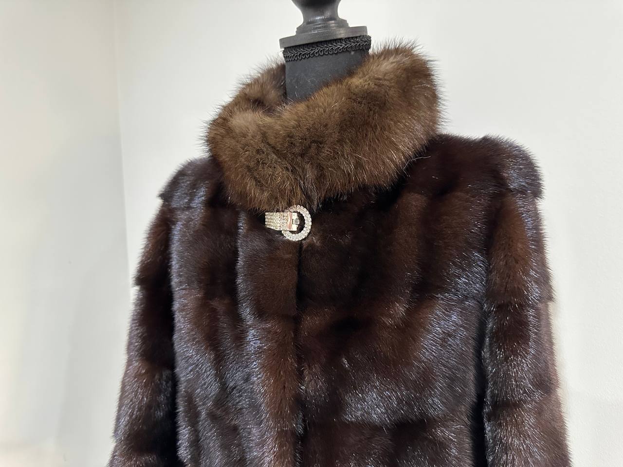 NEW REAL MINK SABLE FUR coat JACKET XS SIZE BROWN FULL SKIN 1201062 HORIZONTAL