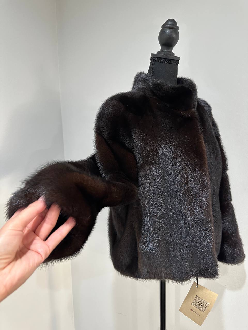 genuine real mink fur coat jacket 1201092 size M new dark brown COLOR NEW