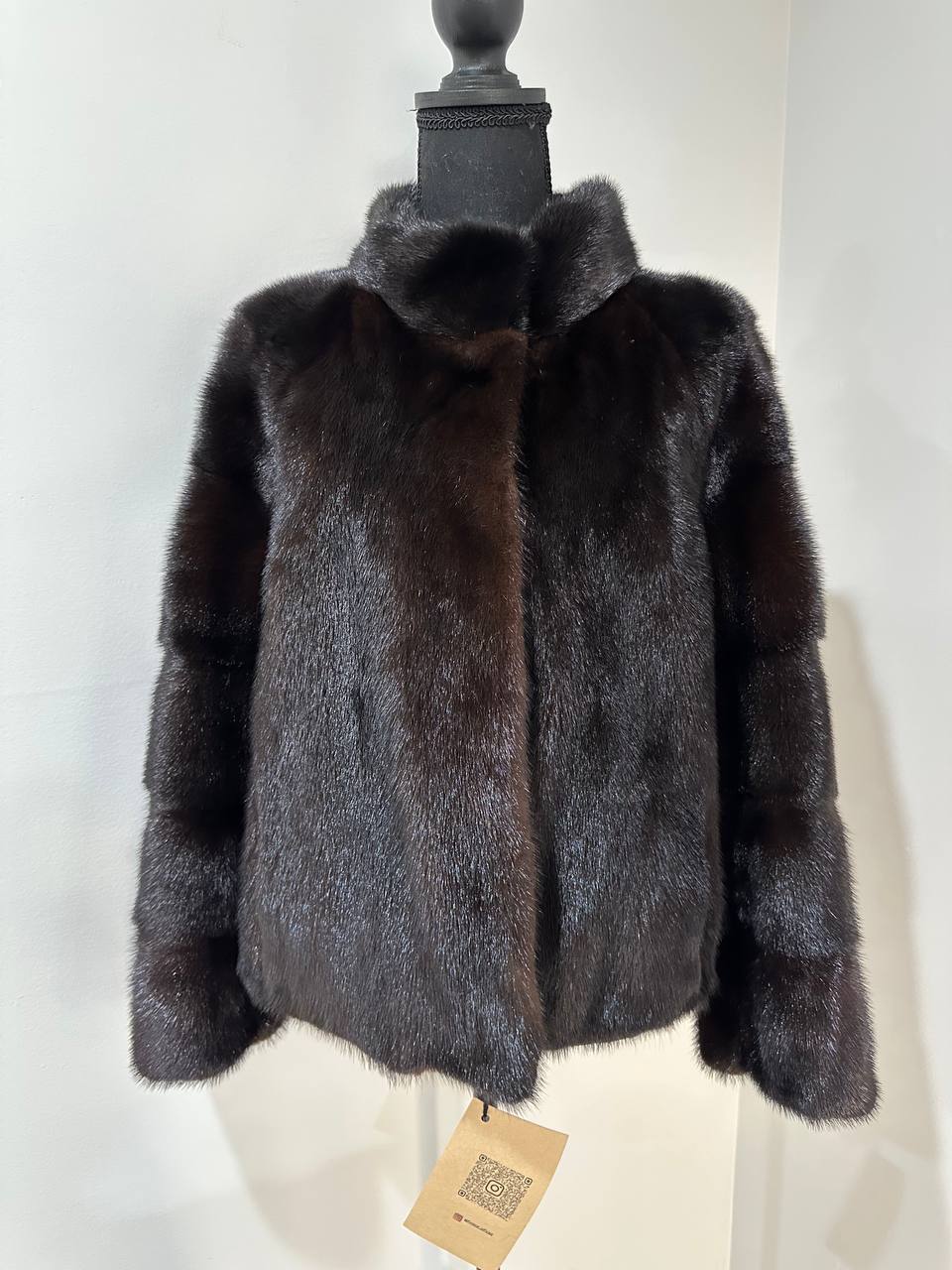 genuine real mink fur coat jacket 1201092 size M new dark brown COLOR NEW