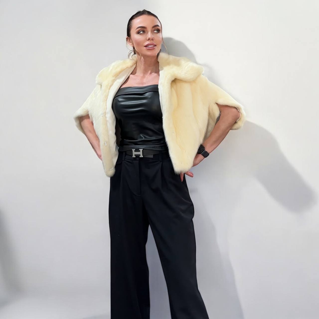 REAL New MINK BOMBER coat CAPE JACKET ONE SIZE XS S M 1201112 with HOOD WEDDING STYLE