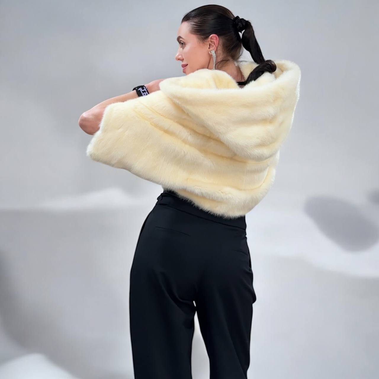 REAL New MINK BOMBER coat CAPE JACKET ONE SIZE XS S M 1201112 with HOOD WEDDING STYLE